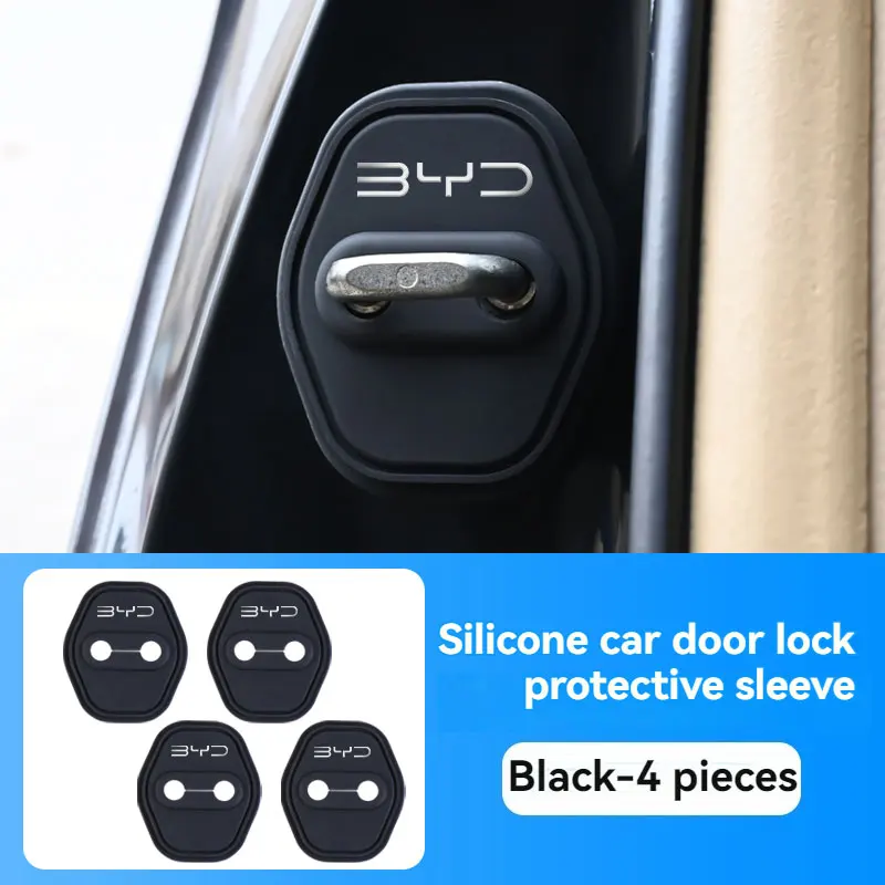 Car Door Silicone Protective Cover Door Lock Silent Anti-collision Shock-absorbing Buffer For BYD Car Accessories