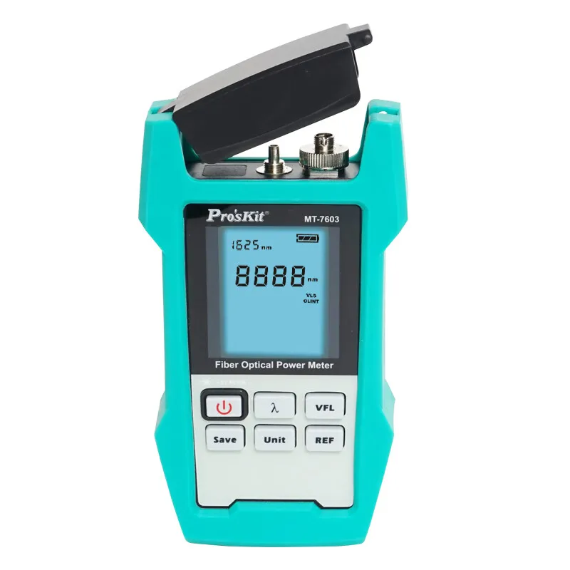 

Pro'sKit MT-7603-C storage type optical fiber power meter with battery 6-wave optical fiber tester can be connected