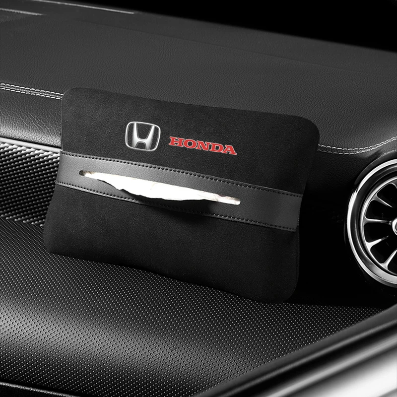 Car High quality Suede Tissue Box For Honda CRV Mugen Power Civic Accord Hrv Jazz City Odyssey Hanging Storage auto Accessories view 5