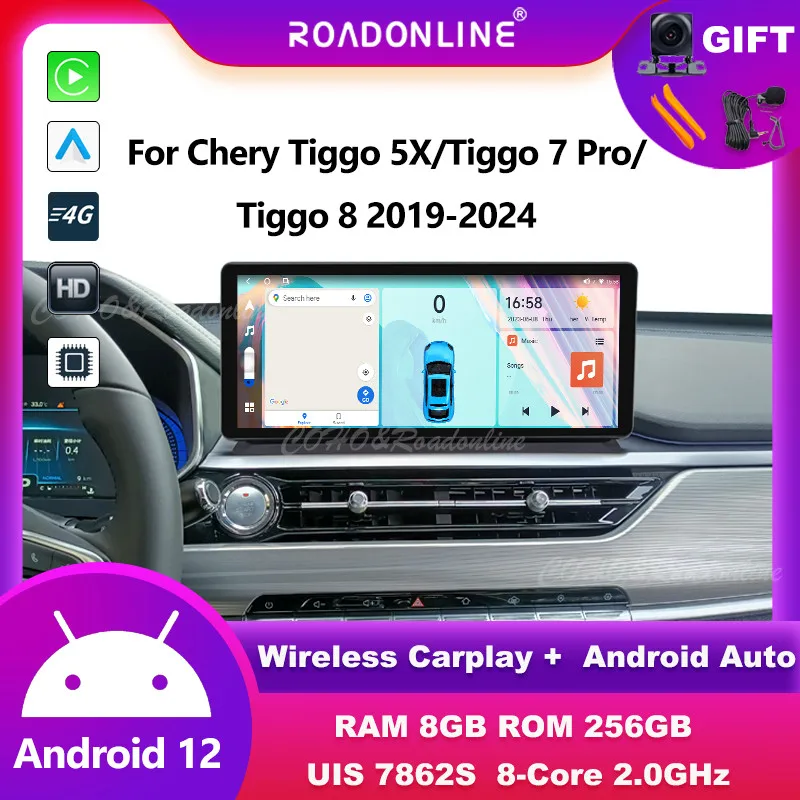 Android-Audio Voor Chery Tiggo 5x Tiggo 7 Pro Tiggo 8 2019-2024 Android 12 Octa Core 8 + 256G Auto Multimedia Speler Stereo Radio