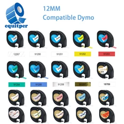 EQUITPER 12mm * 4m/uyumlu Dymo Letratag ABS plastik bant LT 91331 LT-100H LT-100T yazıcı şerit için çok renkli