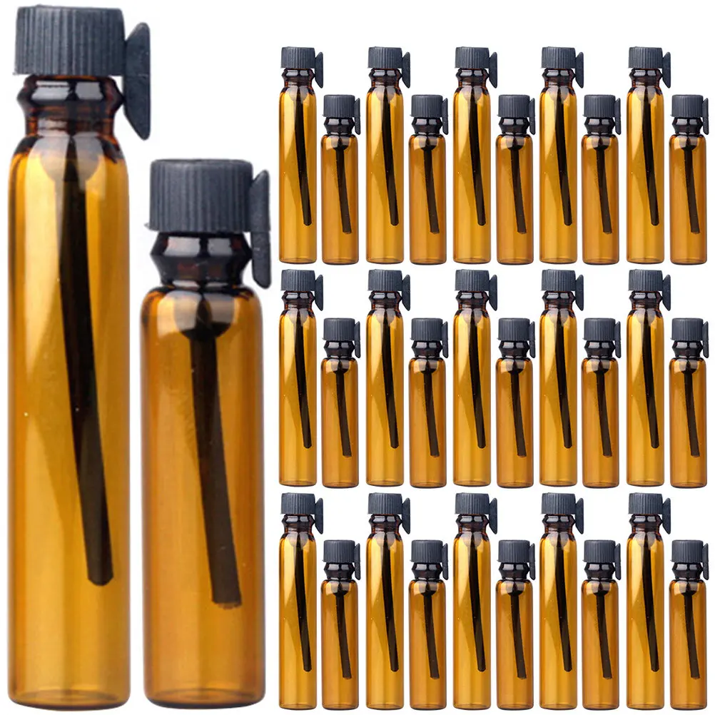 50Pcs Essential Oil Dropper Bottle 1ml 2ml Empty Glass Sub Container Easy Press Apply Mini Dropper Bottles,travel Vials