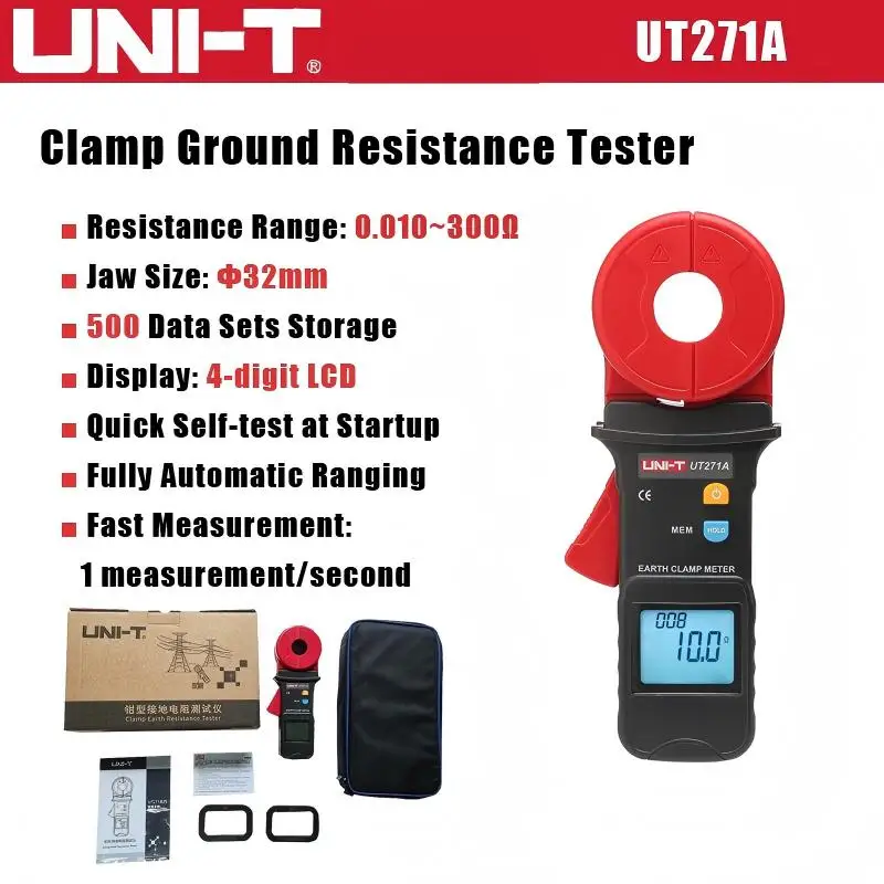 UNI-T UT521 UT522 UT271A UT271B UT271C Digitale Aardweerstandmeter, paal- en klemtype aardweerstandmeter