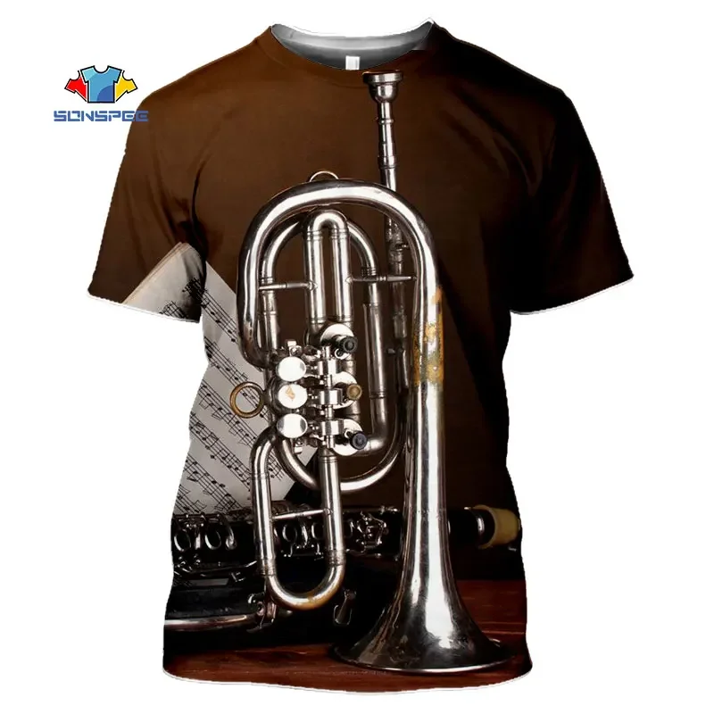 

2024 Summer Hot 3d Printed Men's T-shirt Classic Musical Instrument Short Sleeve X Large Size Loose Comfortable Breathable Top