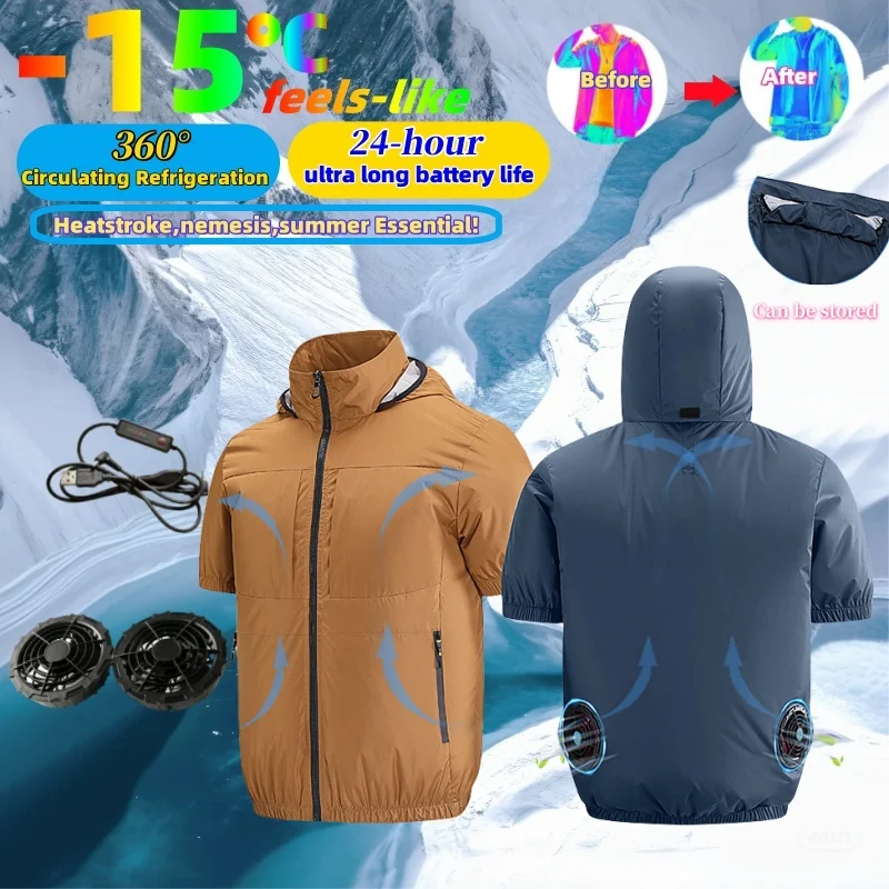 

Summer Fan Skin coats Air Conditioning Refrigeration Clothes Men's High Temperature Breathable Cooling camo Fishing Work Vest