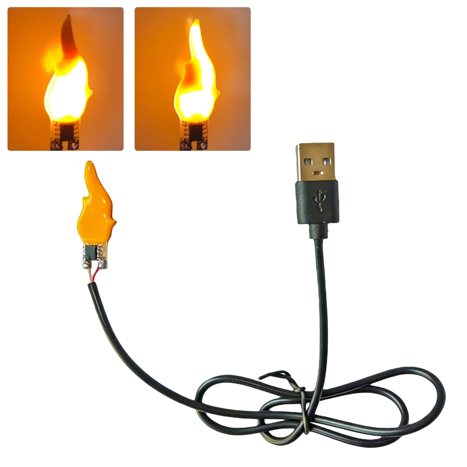 1/2PCS Flame Shaped Bulb USB 5V Christmas Flame Tip Lights Bulb Plug and Play Design for Indoor Outdoor Party Patio Home Decor