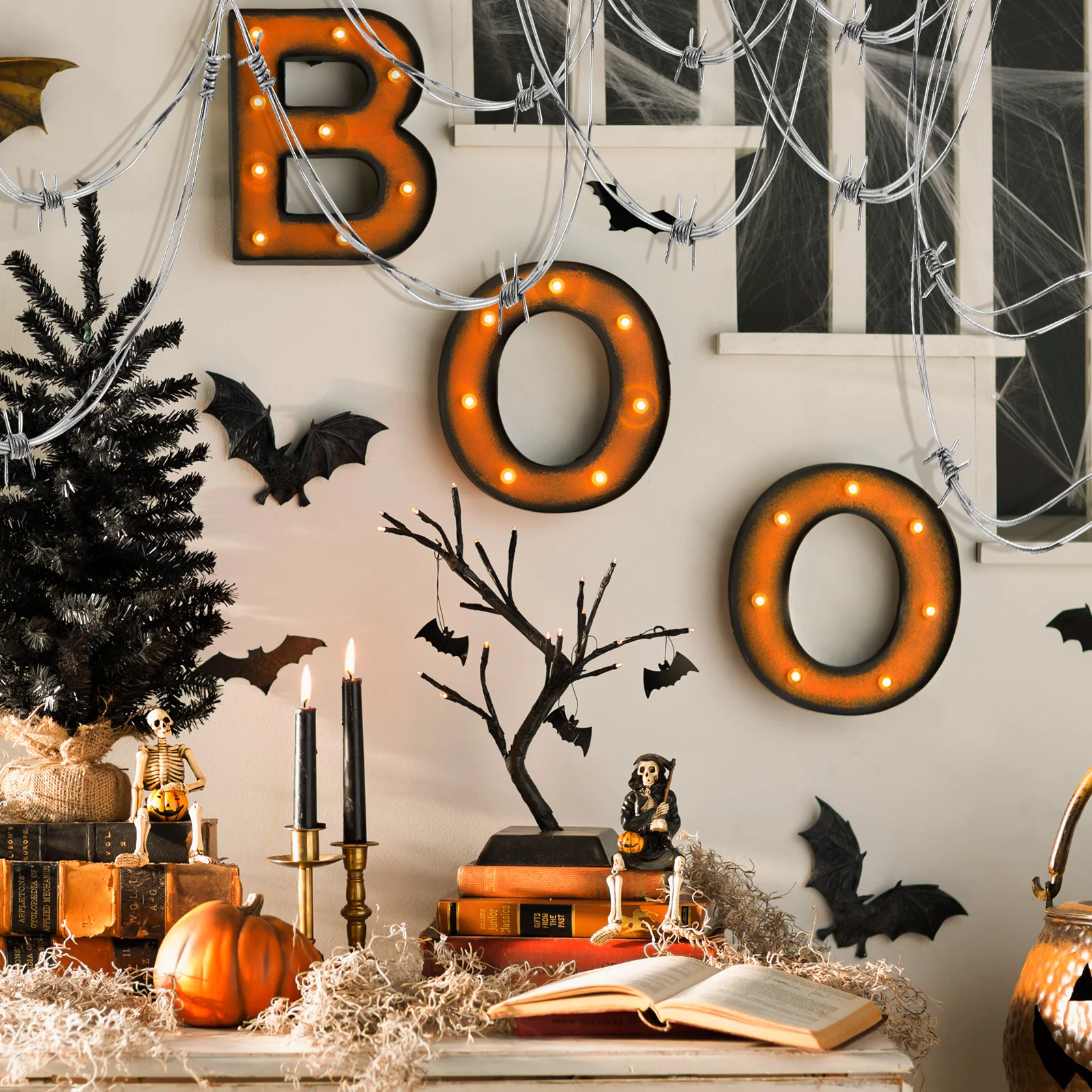 

Искусственная проволока с шипами, имитация колючей проволоки, пластиковая, для декора на Хэллоуин, вечеринок в стиле «мистика», фотосессий, розыгрышей, оформления интерьеров