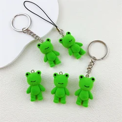 Cute 3D Flocking Frog Keychain Flocked Little Frog Couple Mobile Phone Pendant Car Keyring Earphone Backpack Charms Bag Decor