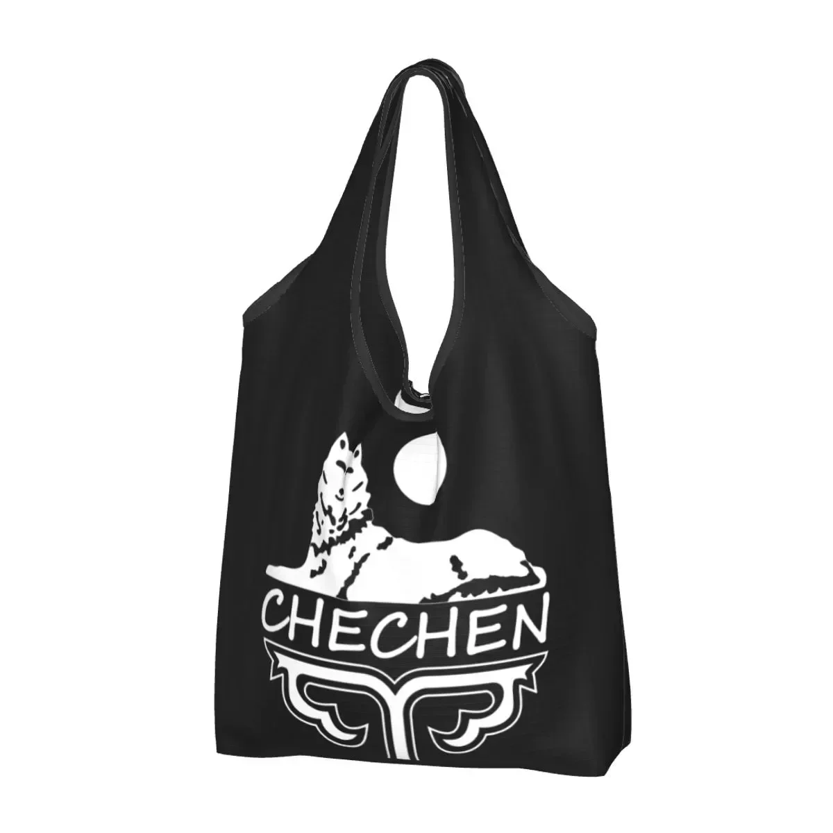 

Kawaii Printed Chechen Borz Shopping Tote Bag Portable Shoulder Shopper Chechnya Handbag