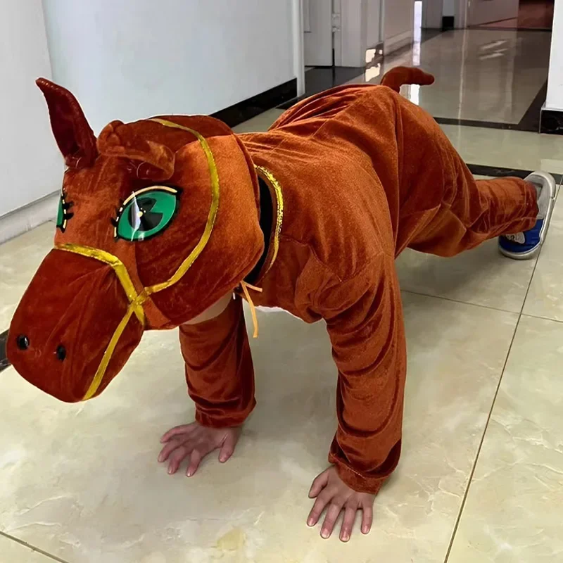 الأطفال الحيوان تأثيري ازياء للبالغين أرنب القرد الأغنام الملابس مجموعة الحصان لونغ الديك الكلب الثور الأفعى النمر الفئران الزي