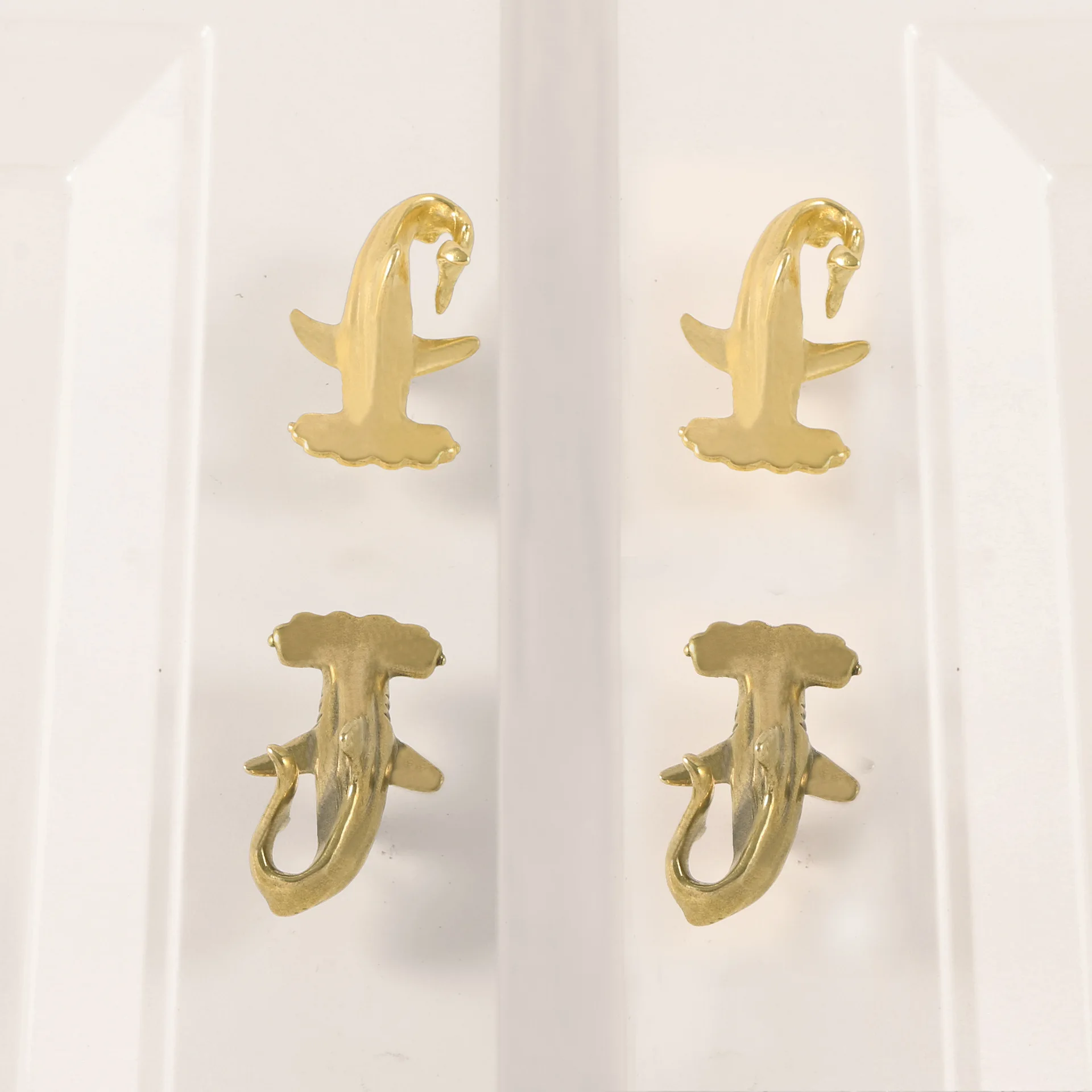 

Solid Brass Hammerhead Shark Squid Door Pulls – Ocean Nautical Home Decor Cabinet Pulls Drawer Knob Decorative Drawers DIY