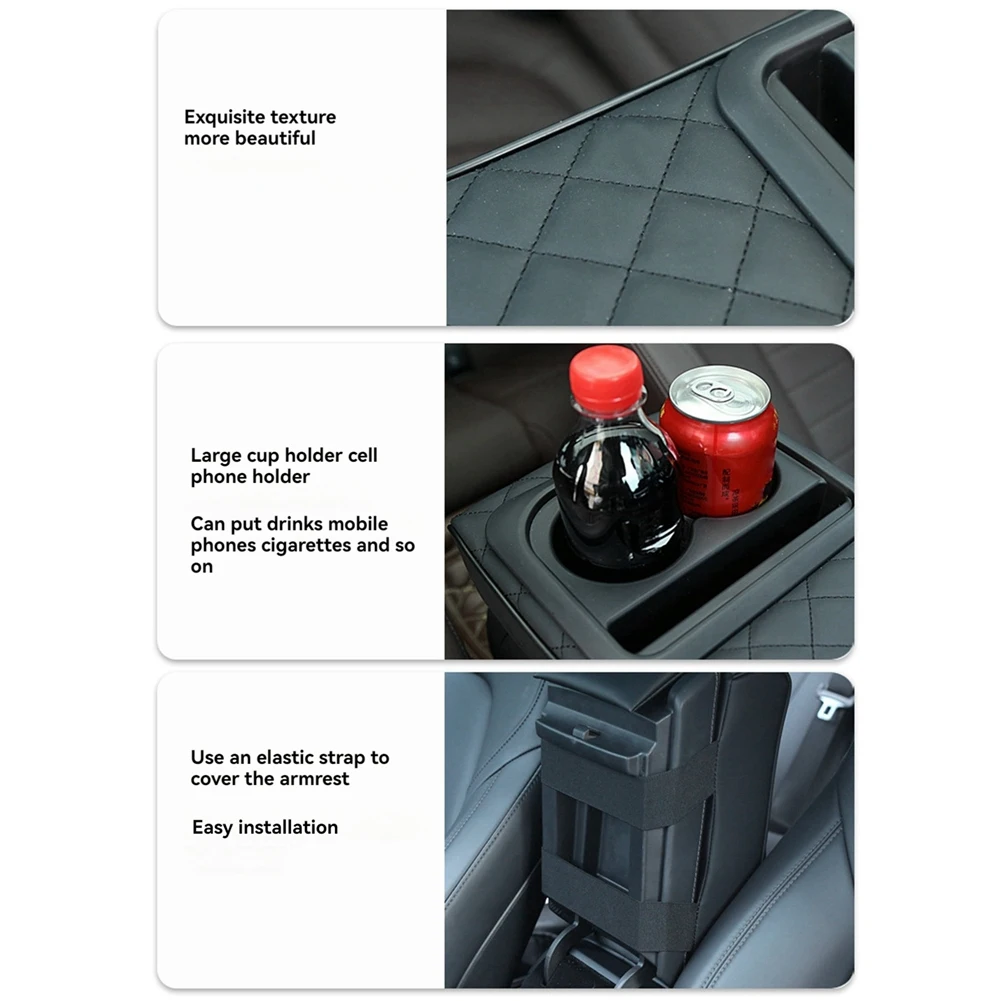 

Auto Center Console Armrest Pillow With Cup Holder Memory Foam Car Armrest Cushion Phone Holder Storage Bag For Most Car-X67A