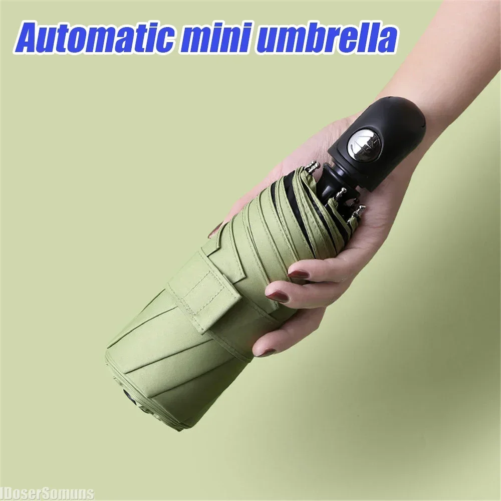 Summer Mini Automatic Vinyl Umbrella for Sun UV Protection Female Personalized Parasol Woman Man Creative Sunshade Rain Gear