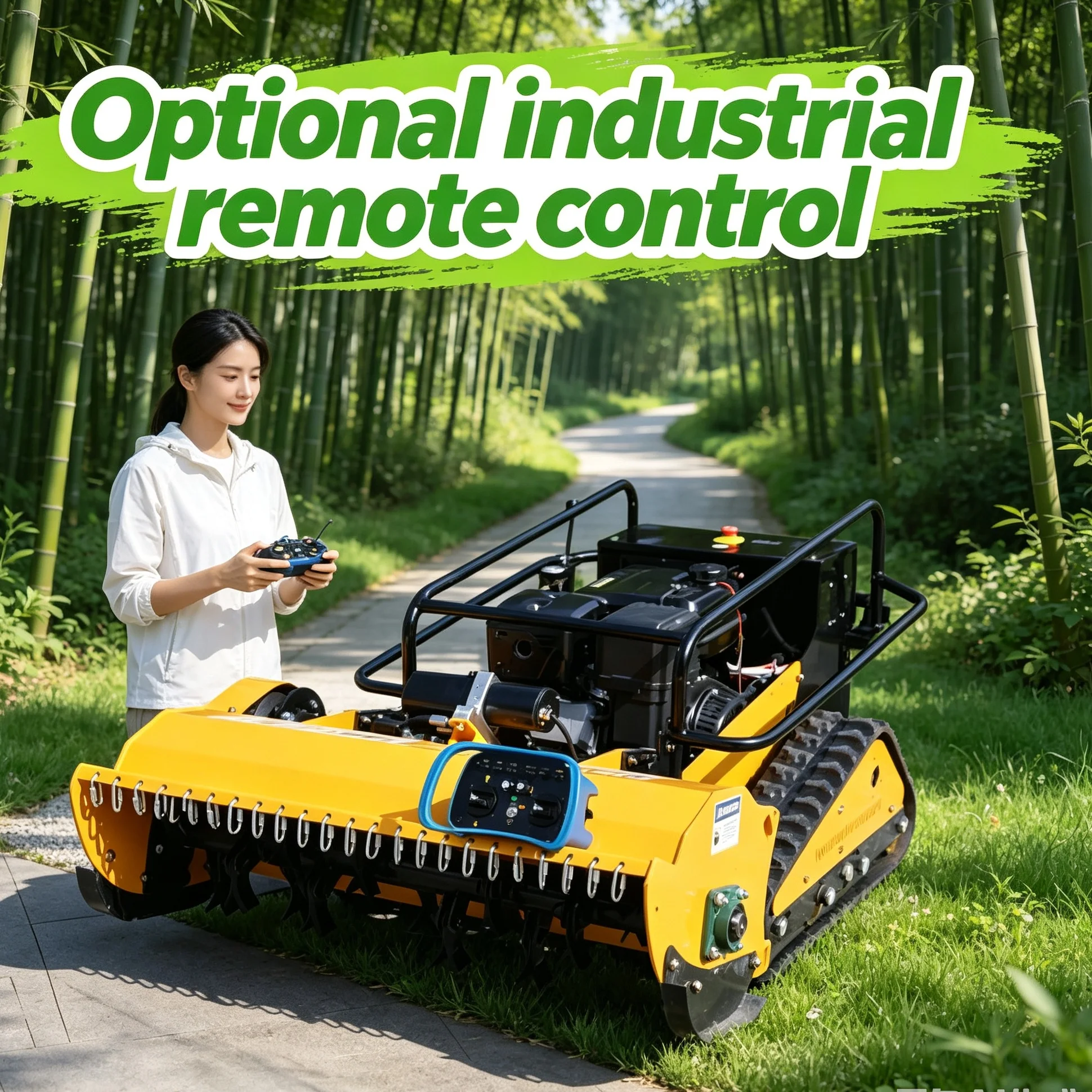Customized self propelled remote‑controlled lawn mower,1000mm cutting width,expandable rack and color customization servic