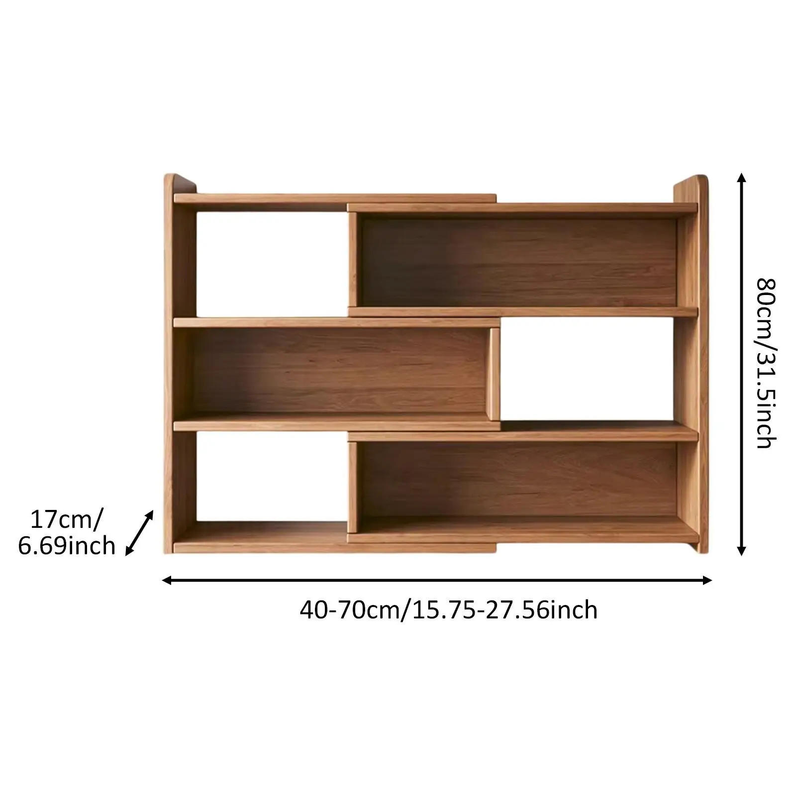 Wooden Bookcase Freestanding Storage Organizer Adjustable Expandable Horizontal Bookshelf for Indoor Home Bedroom Study Room image 6