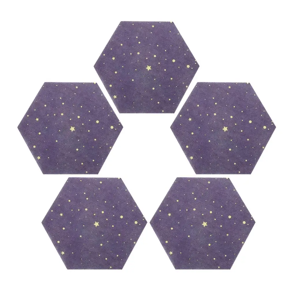 

5 Pcs Hexagonal Felt Board Blue Color Removable Bulletin Board Display Notice Announcement Photo Office Use Wall Decor