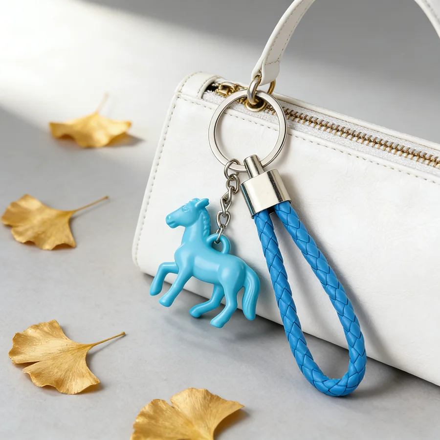 Bunter Pferd PU-Leder Schlüsselanhänger Unisex Langlebiger Metallring Rucksack Autoschlüssel Hängendes Schmuckstück Paar Freundschaftsgeschenk Zubehör