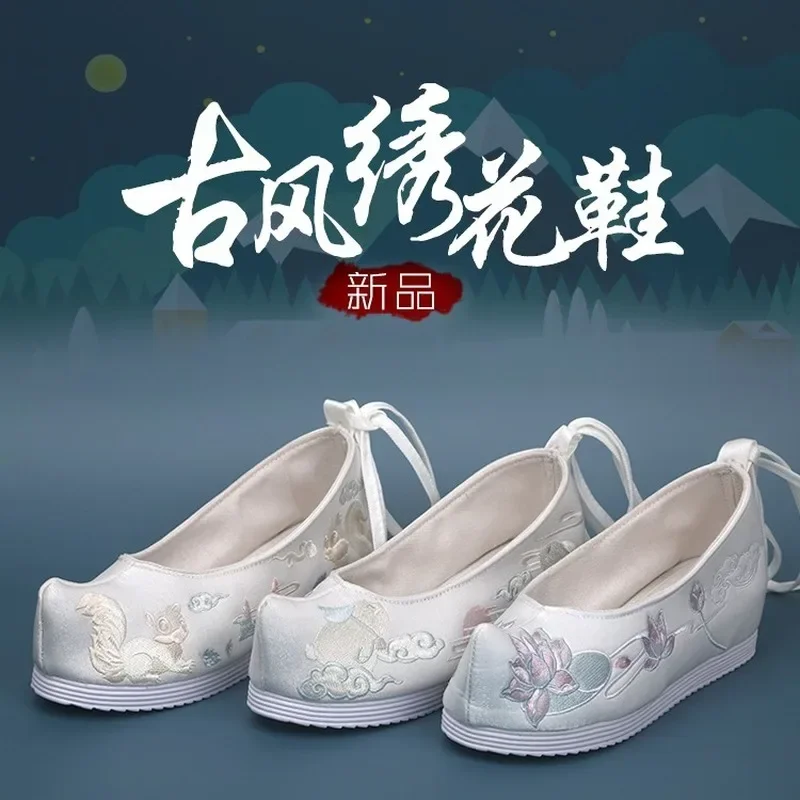 Women Traditional Chinese Style Ancient Print Retro Hanfu Dance Embroidered Shoes Cosplay Short Boots Footwear Oriental Clothing