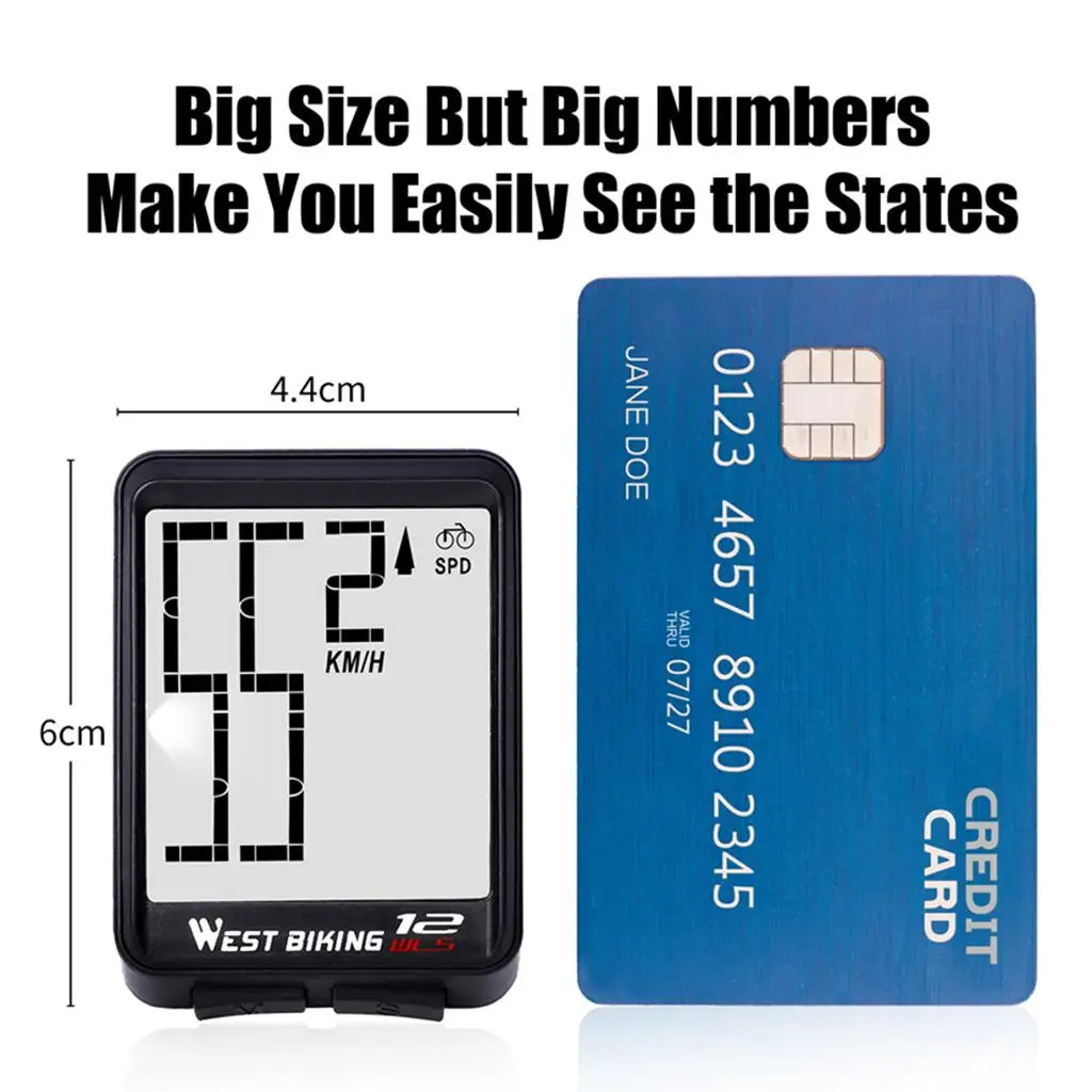 

Wireless Cycling Computer LCD Backlight Stopwatch Waterproof Digital Bike Speedometer Odometer for Mountain Bike Navigation