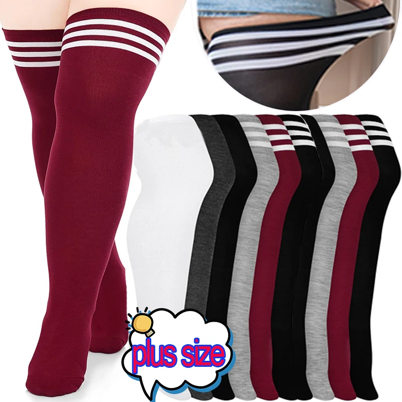 

Sexy Black White Striped Long Socks Plus Size Women Over Knee Thigh High Socks Stockings for Ladies Girls Knee Socks Hosiery