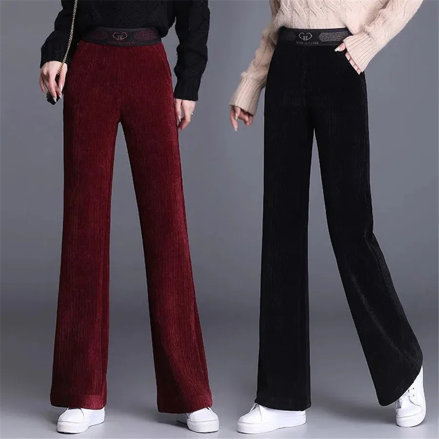 

23 Velvet High Waist Wide Leg Pants Women Vintage Straight Pantalone Korean Formal Oversize 4xl Mom's Casual Sweatpant New Broek