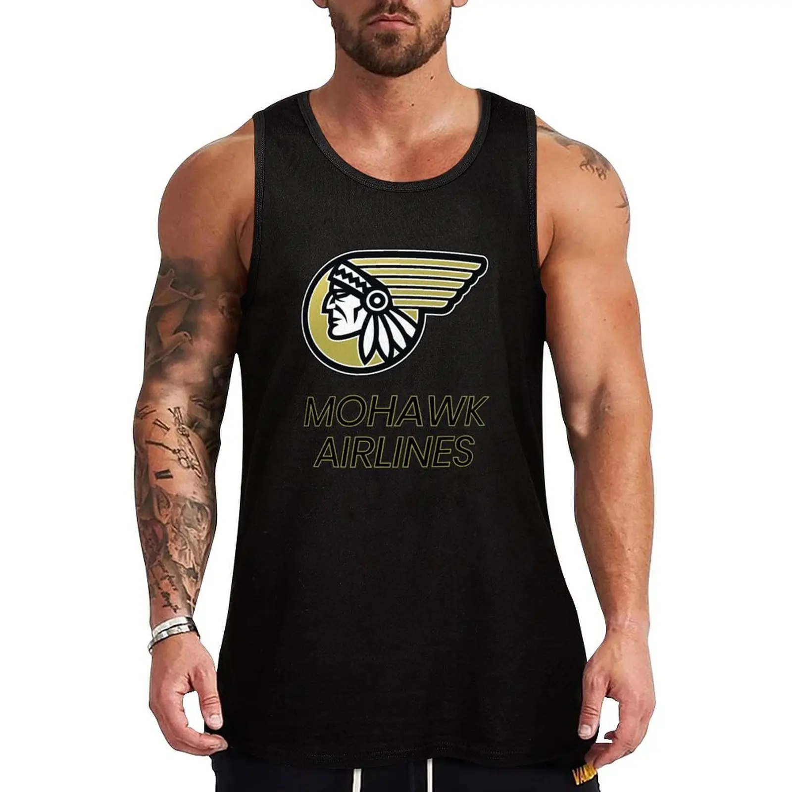 Mohawk Airlines Tank Top Bodybuilding clothing man Men's sleeveless gym shirts T-shirt for fitness