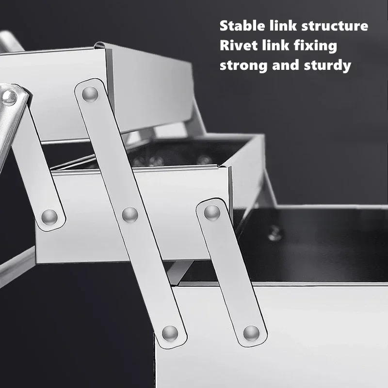 Upgrade Stainless Steel Tools Box Professional Complete Toolbox  Metal Side-opening Double-handle Storage Folding Tool Storage