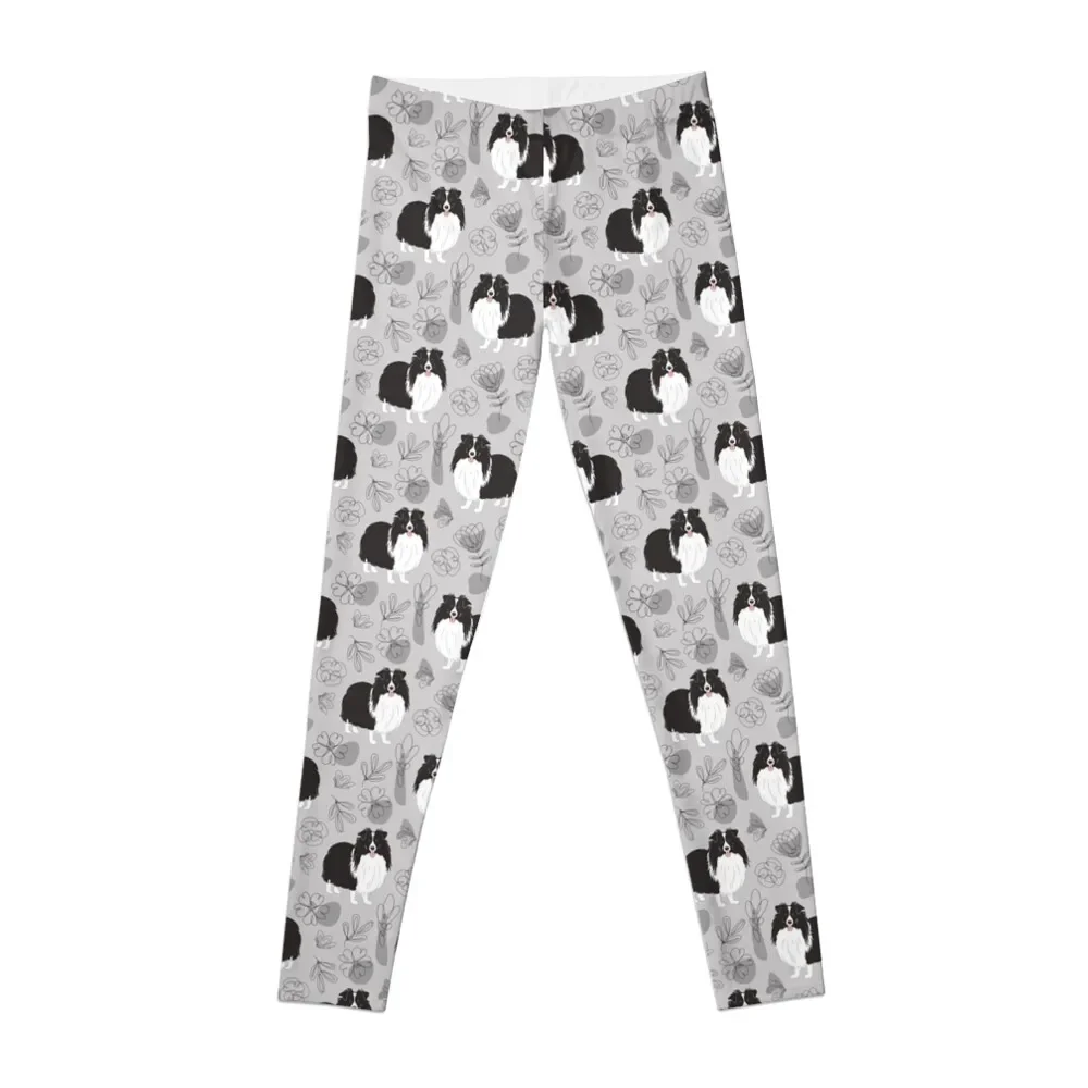 

Cute Black White Sheltie Dog Shetland Sheepdog Leggings Fitness's gym clothes jogging pants Womens Leggings