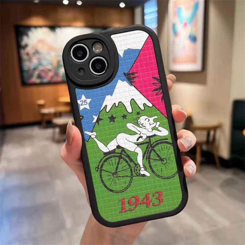 LSD - Albert Hofmann - Bicycle Day Phone Case For Iphone 15 14 Pro Max 13 12 11 Mini X Xr Xs 8 7 Puls Lambskin Silicone Cover