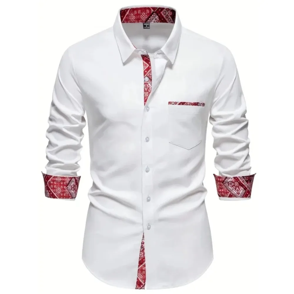 FGKKS Männer Kleid Hemd Mode Marke Neue Patchwork Langarm Smart Casual Elastische Weiß Qualität Männlichen Business Hemd