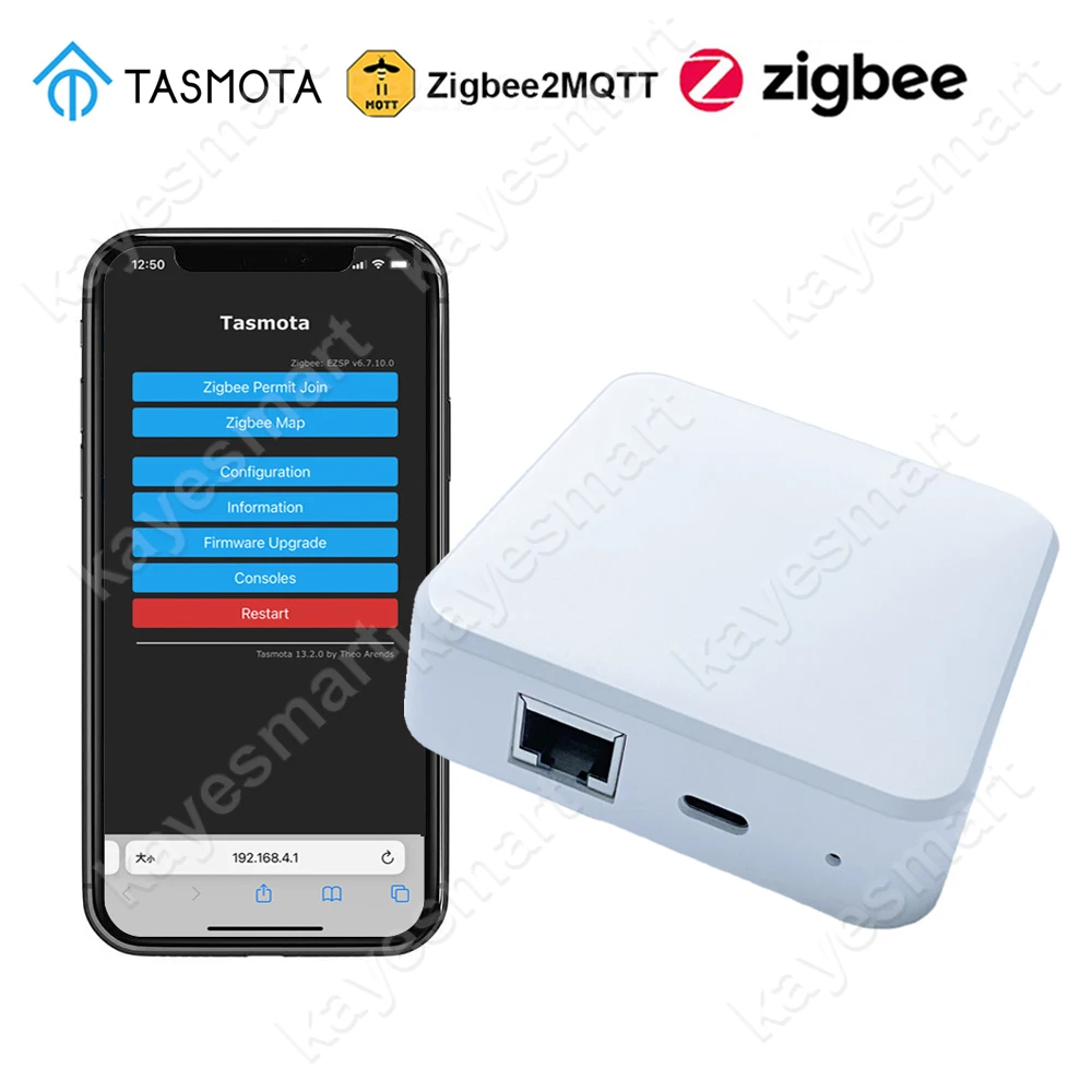 Smart Home ZigBee 3.0 Wired Gateway Hub RJ45 Ethernet Bridge TASMOTA MQTT Firmware Work with MQTT Home Assistant Zigbee2MQTT