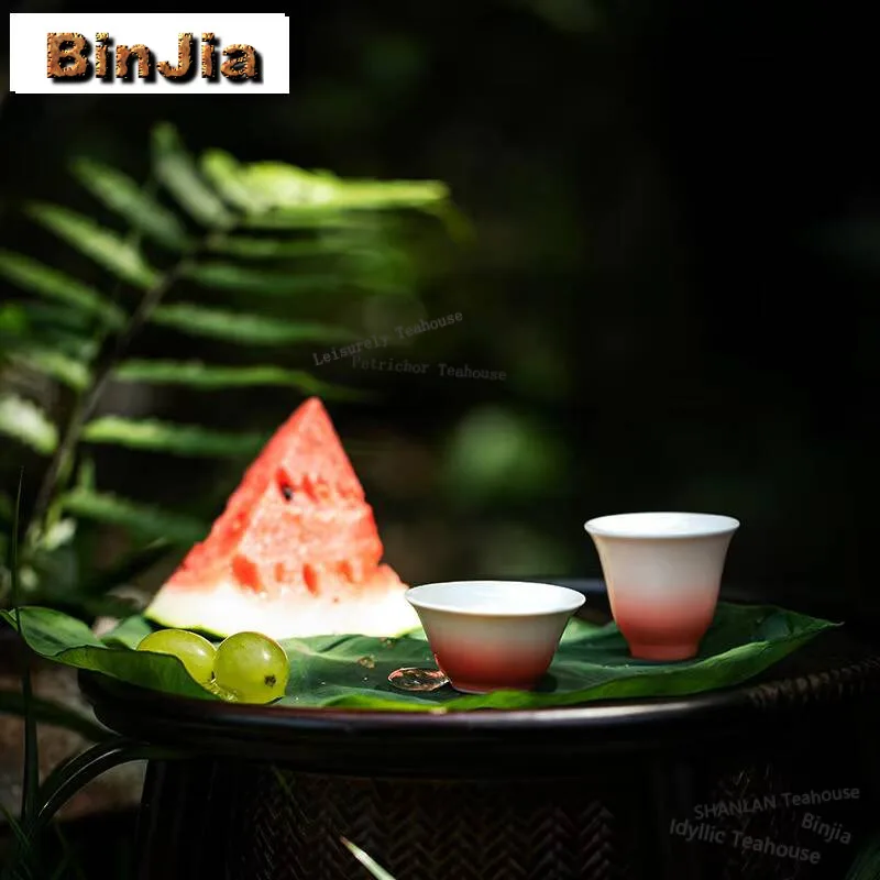 

2 шт./лот, розовая чашка Master, креативная арбузная чайная чашка, маленькая дегустационная кружка, дзен, красивая чайная чаша, чашка для медитации, чайное ремесло