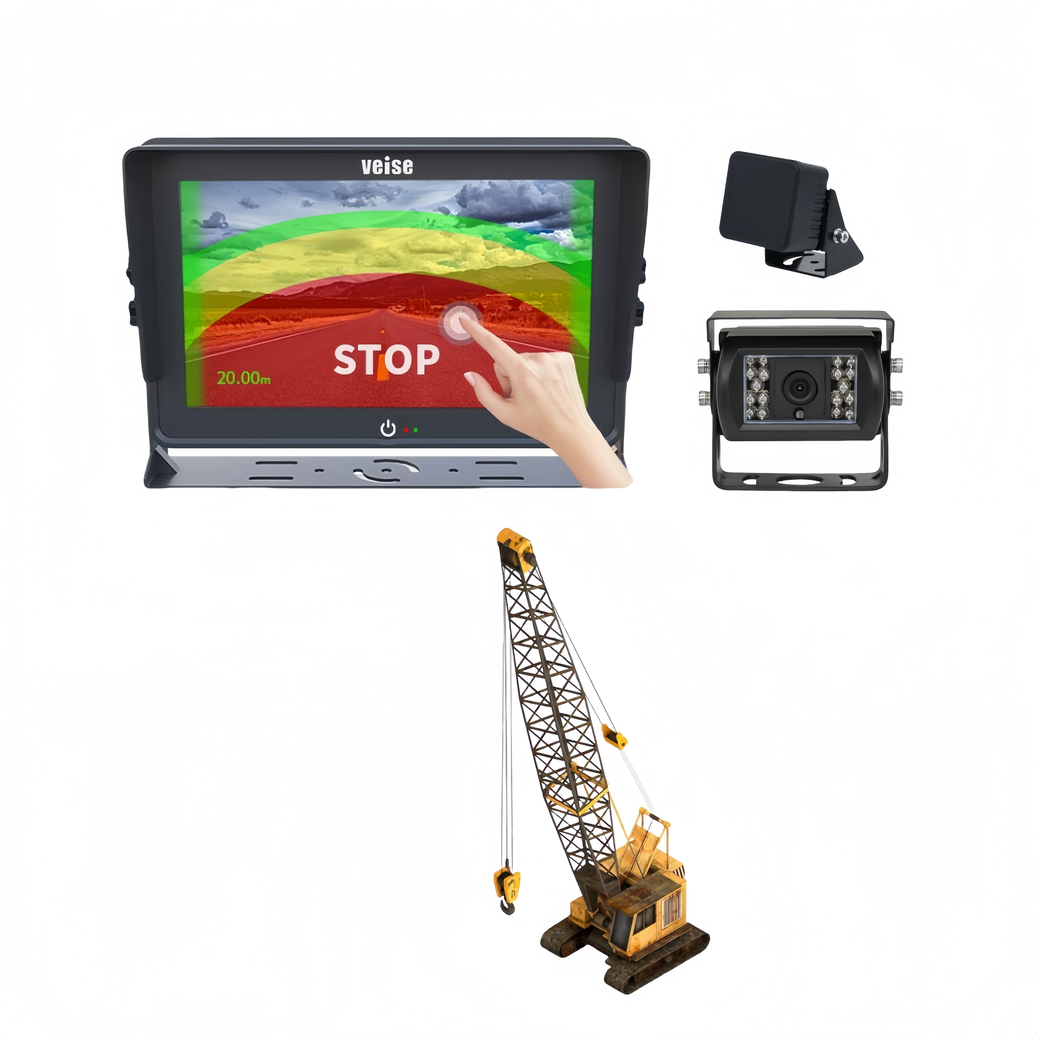 

Industrial Grade Millimeter Wave Radar & Backup Camera Monitoring System With Touch Screen For Mobile Crane Construction Vehicle
