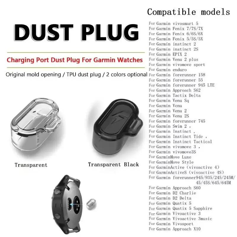 Snap-on Silicone Anti Dust Plugs Dustproof Charger Port Cover for  Fenix 8 7 7S 7X Daily Sports Use