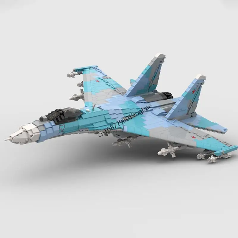 2006PCS WW2 Militaire MOC schaal 1:35 Su-27 Flanker vliegtuigen model DIY creatieve ideeën Gevechtsvliegtuig Montage Puzzel ChildToy Gift