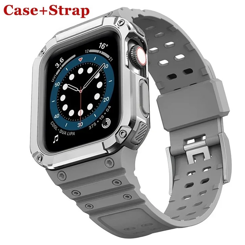 Чехол для ПК + силиконовый ремешок из ТПУ, браслет для Apple Watch 10, 46 мм/42 мм, ультра 49 мм, 45 мм, 44 мм, 40 41 мм, серия 10, 9 8 7 6 5 4 3 se