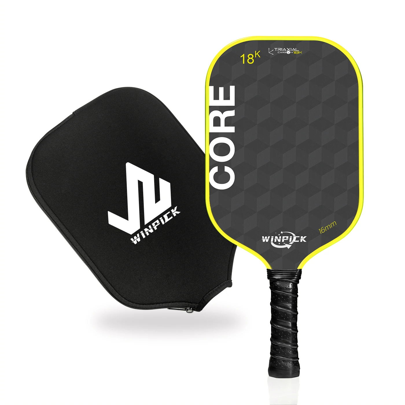 

WINPICK Pickleball Paddles 18K Raw Carbon Fiber T700 Surface USAPA Approved 16mm for Spin & Control Paddle Racket Thermoformed