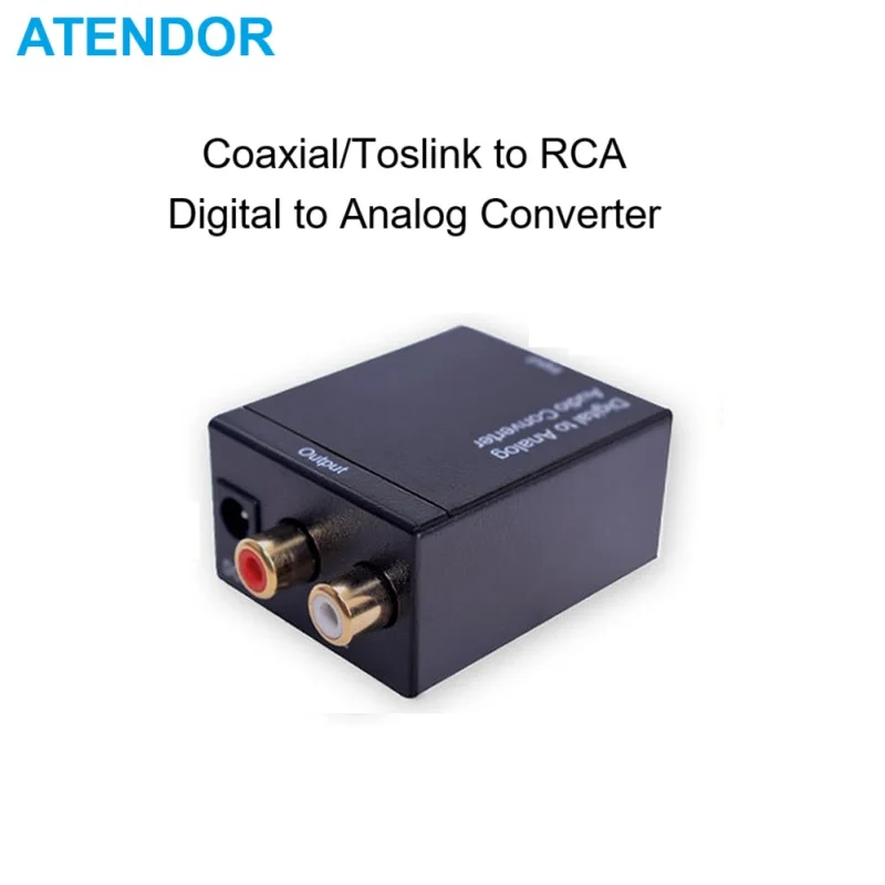 

Digital Audio to Analog Converter SPDIF Toslink Coaxial to R/L 3.5mm Audio DAC Adaptor AUX LPCM 196KHz for Soundbar TV Projector