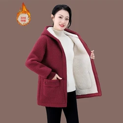 2024 New Velvet Thicke Lamb Fleece Coat Women Long Sleeve Autumn/Winter Jacket Warm Cotton Padded Coat Women Outerwear Tops 5XL