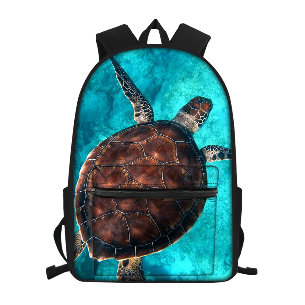 

School Bags for Girls Boys Backpack Cute Blue Ocean Sea Turtle Shark 3D Print Children Book Bag Schoolbag Travel Laptop Rucksack