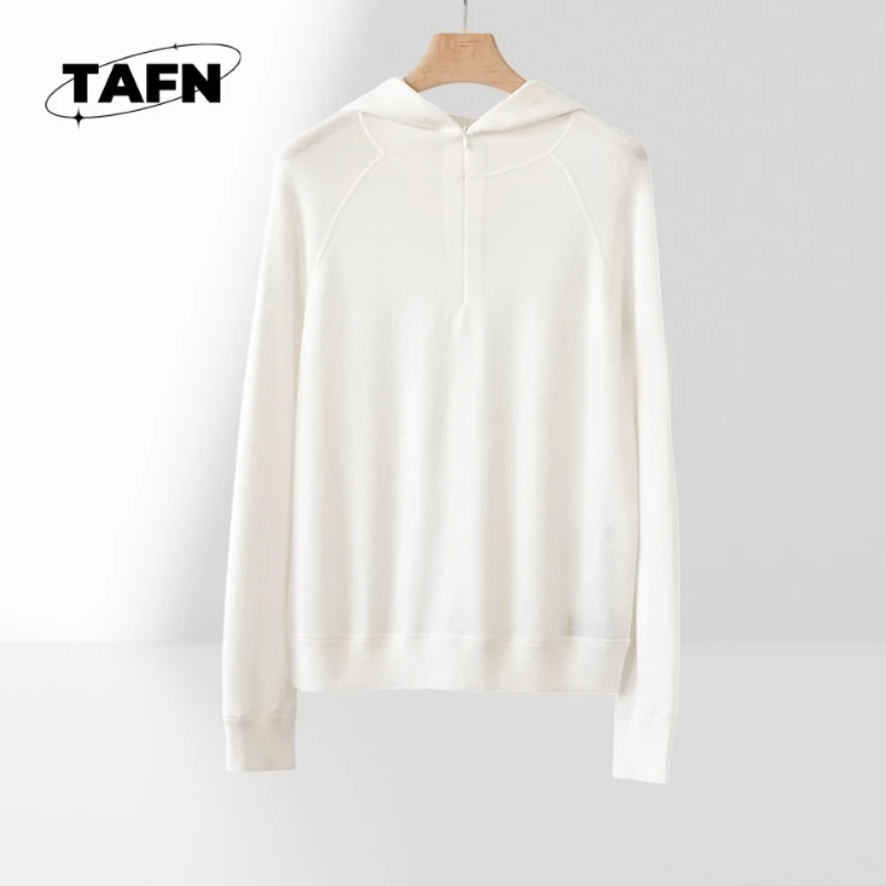 25 ヨーロピアンスタイル カシミア プルオーバー セーター - 春夏カジュアルウェア フード付きセーター 美しくシンプルでスタイリッシュA25191