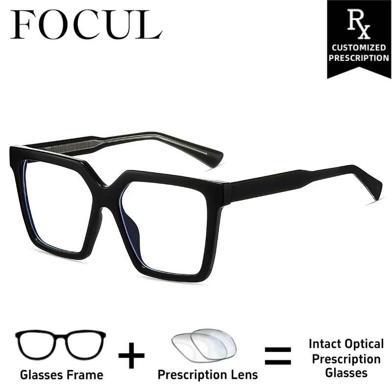 

FOCUL Square Colorful Blue Light Blocking Technology Photochromic Myopia Eyeglasses Women Custom Prescription Optical Eyewear
