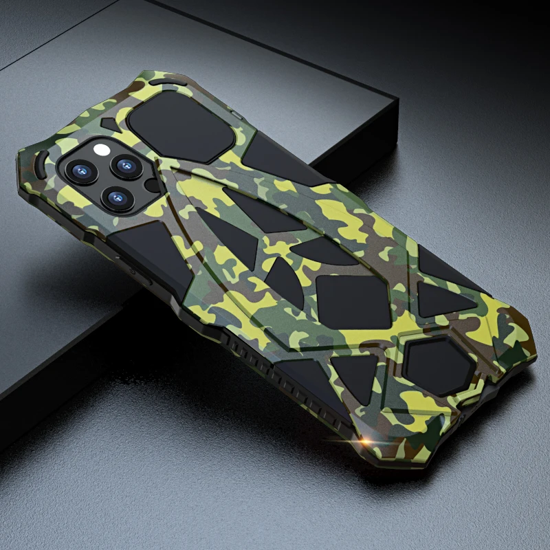 

New Camouflage SportsCar 3proof Metal For iPhone 12ProMax 13 12 Pro Max 11 mini Xsmax XR XS X Plus Bumper Case Cover