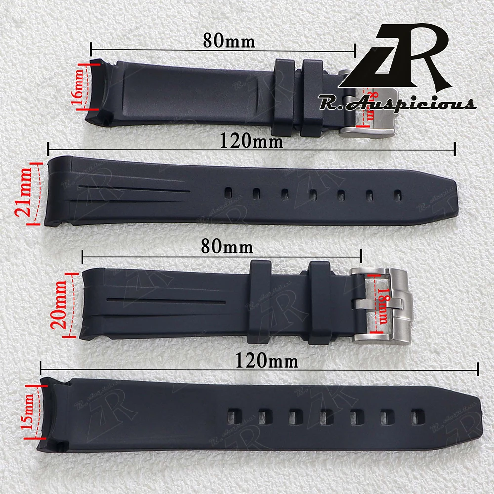 20mm 21mm No gaps Curved End Rubber Watch band for Rolex Submariner DAYTONA GMT Yacht-Master Silicone Strap Watch accessories