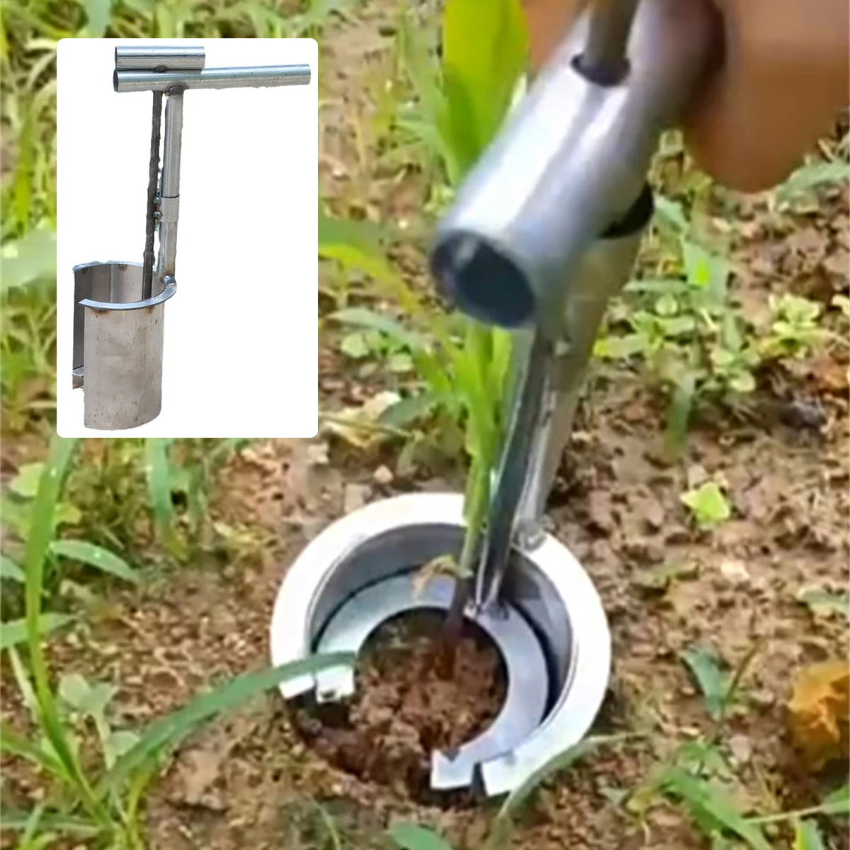 

Garden Handheld Seedling Transplanter Stainless Steel Planting Seed Dispenser Orchard Agriculture Vegetable Manual Planter 1Pc