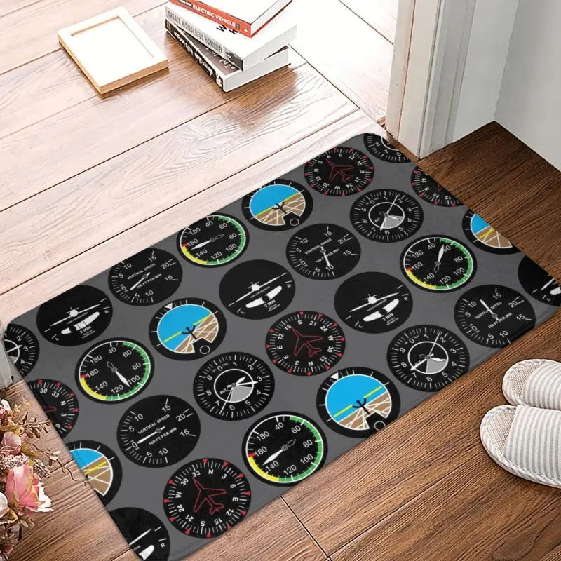 Aviation Airplane Flight Instruments Front Door Floor Entrance Mats Indoor Aircraft Pilot Plane Bath Kitchen Doormat Carpet Rug