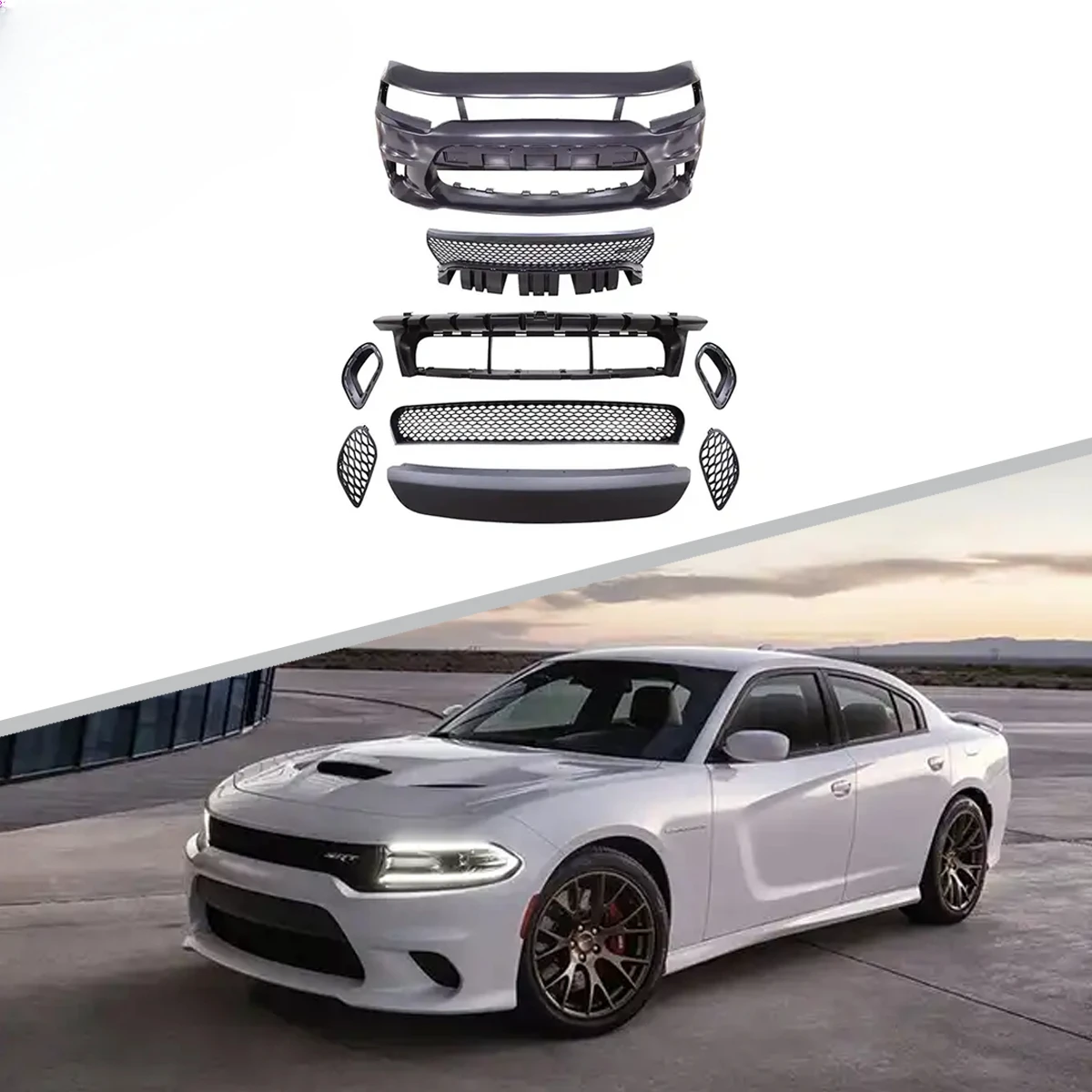 

2015 SRT Style Front Bumper Front Lip Without Fog Lamp Hole Car Bumper For Dodge Charger 2015-2022