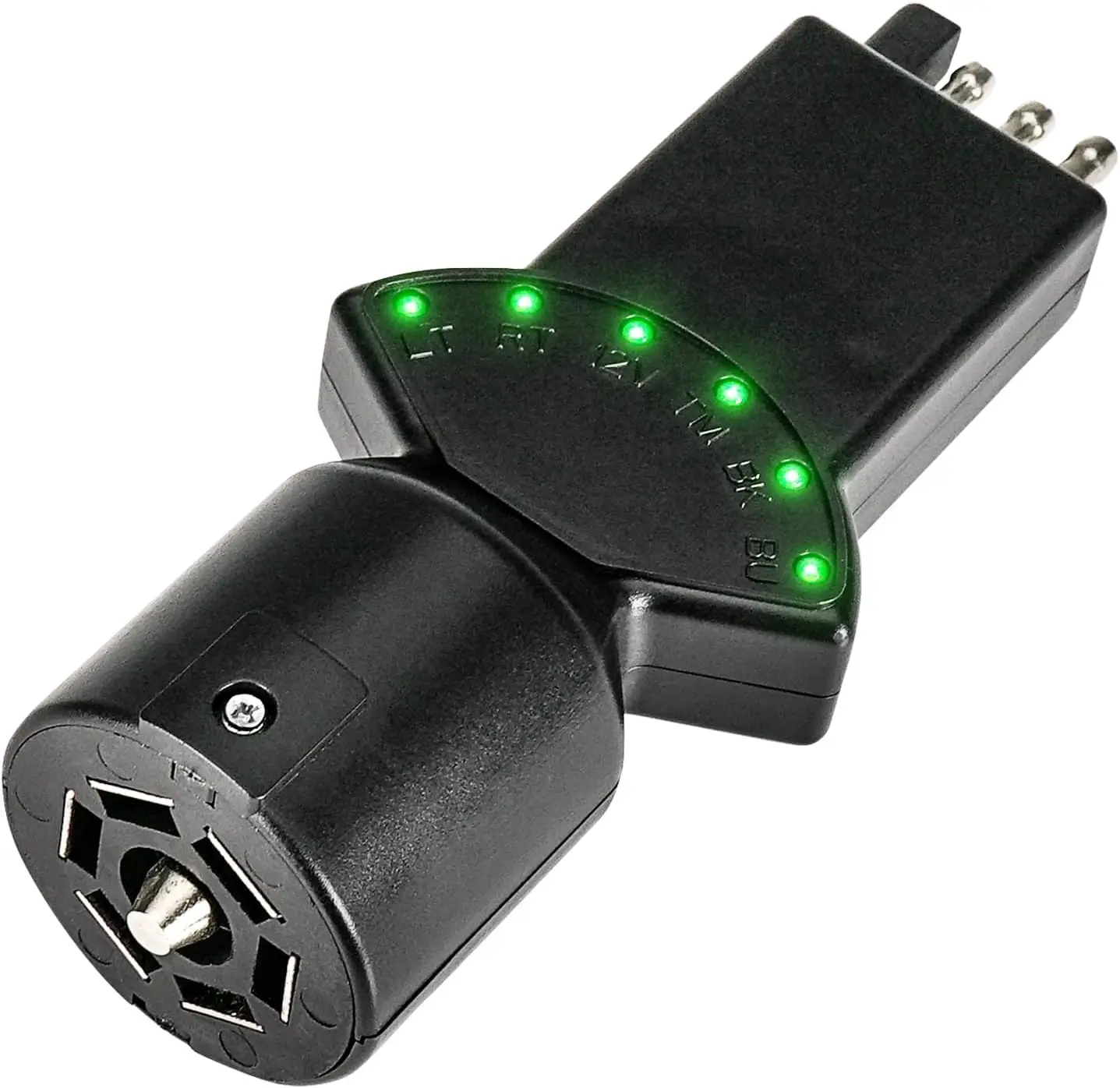 

7-Pin to 4-Pin Trailer Connector Adapter with LED Indicators for Truck Towing and Circuit Testing