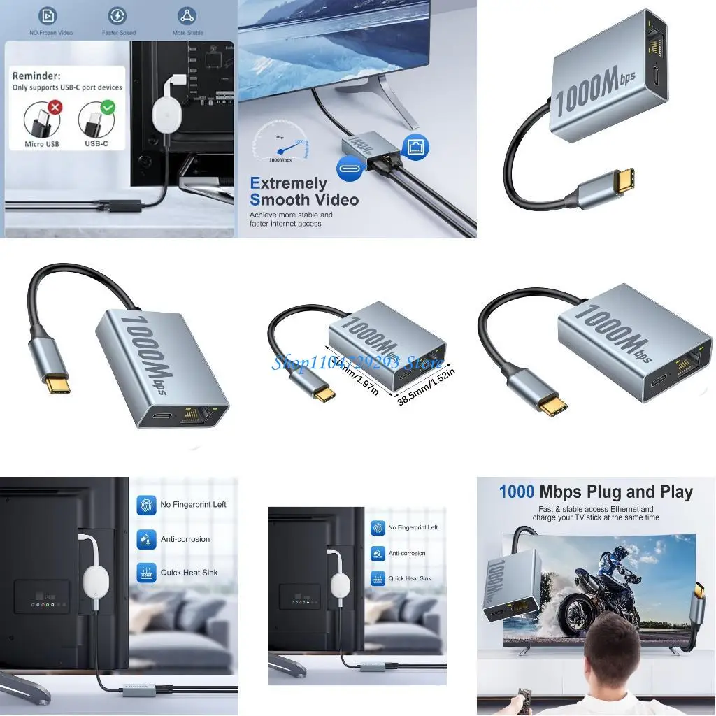 

Y2GD Travel USB C Hubs Docking Station 100WPD Chargers Gigabit Networking Metal Body