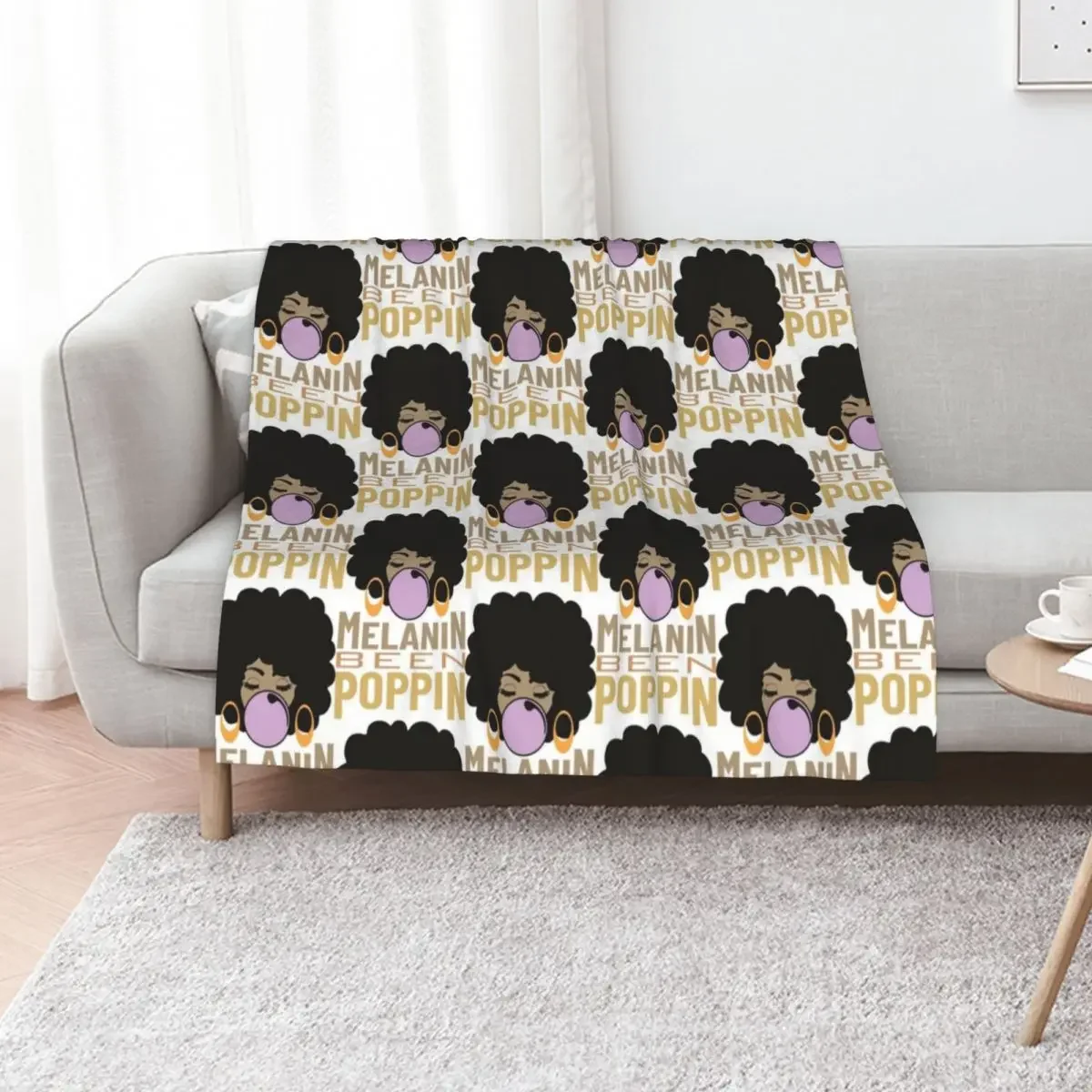 

Melanin Been Poppin, Melanin Afro Woman Shades Drippin Melanin Shirt, Poppin, Black Girl Magic Throw Blanket Hair Blankets